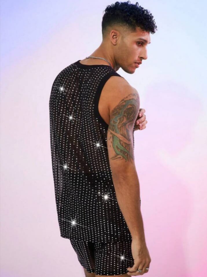 Bonga Boys Men's Hot Dimond Mesh Loose Comfy Sleepwear T-shirt & Short Set